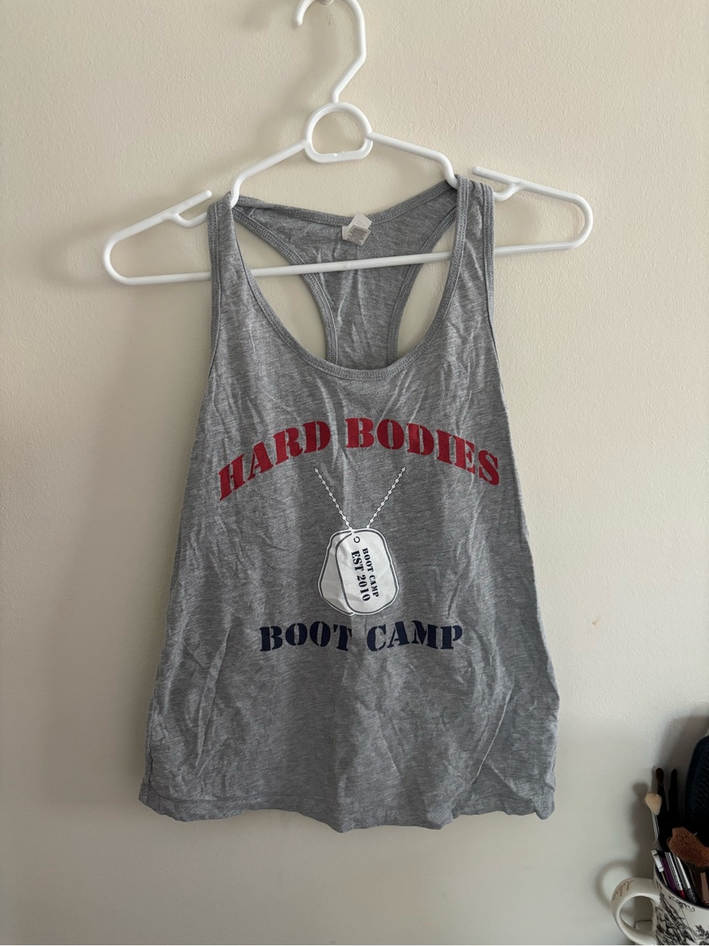 Bella Canvas Gray Racerback Tank with Red Graphic